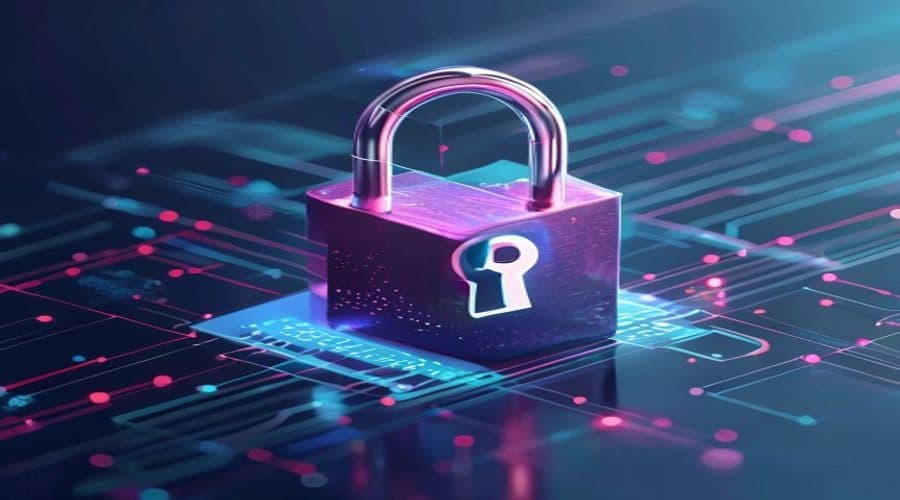 Digital privacy and security concept with a lock symbol